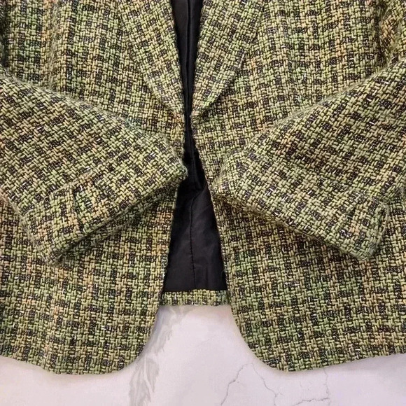Tahari Arthur S. Levine Womens Tweed Open Blazer Green Size 14 - Picture 4 of 11
